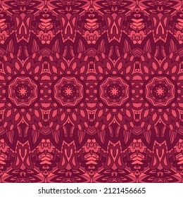 Ethnic tribal dark red indian ornaments. Aztec geometric seamless pattern vestor. Boho style textile print