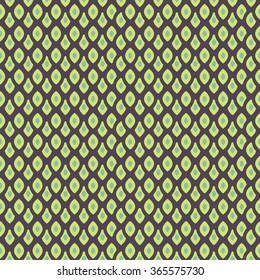 Ethnic tribal dense scale vector seamless pattern. Green, mint and violet oval rhombus pattern.