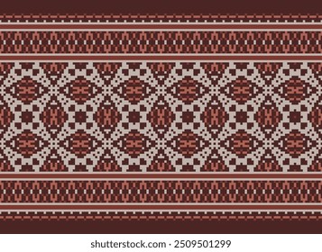 Ethnic Tribal design Aztec tribal African art. Ikat Seamless pattern in tribal  folk embroidery  and Mexican style. Geometric ornament. Design for print fabric carpet