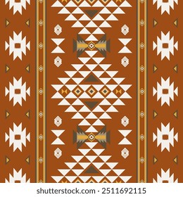 Ethnisches Stammesdesign Navajo Aztec nahtloses Muster braun rot geomatics Indianische Motive traditionelle Textilien, Diamant türkischer Kilim Teppich, Vintage Runner, Tischmatte Teppich, Home décor, J00100602