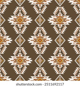 Projeto étnico tribal Padrão navajo asteca sem costura marrom vermelho geomatics Motivos ameríndios têxteis tradicionais, Diamante turco kilim tapete, corredor vintage, tapete tapete de mesa, Decoração de casa, J00100602