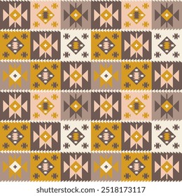 Projeto étnico tribal Padrão navajo asteca sem emenda amarelo rosa quadrado geomática Motivos nativos americanos têxteis tradicionais, Diamante turco kilim tapete, corredor vintage, tapete tapete de mesa, Decoração da casa #92