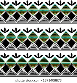 Ethnic tribal drawing seamless pattern trendy colorful background