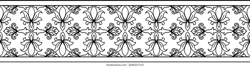 Ethnic tribal fabric border pattern, rug border