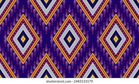 Ethnic tribal fabric pattern colorful vintage style. Use for ceramic, carpet, clothing, print, batik, wallpaper. Vector graphic pattern design.