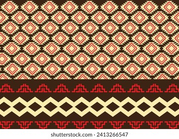 Ethnic tribal fabric textile traditional seamless pattern abstract geometric background vector