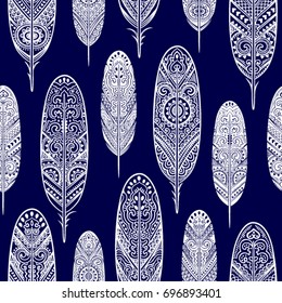 Ethnic tribal feather pattern. Could be used for fabric, coloring book.