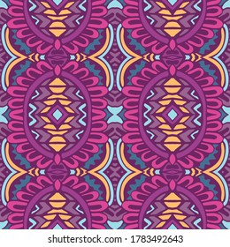 Ethnic tribal festive pattern for fabric. Retro geometric style seamless pattern ornamental. Indian design