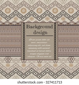 Ethnic tribal geometric background with place for text. Vector template