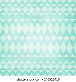 ethnic tribal geometric pattern on a mint blue background watercolor paper