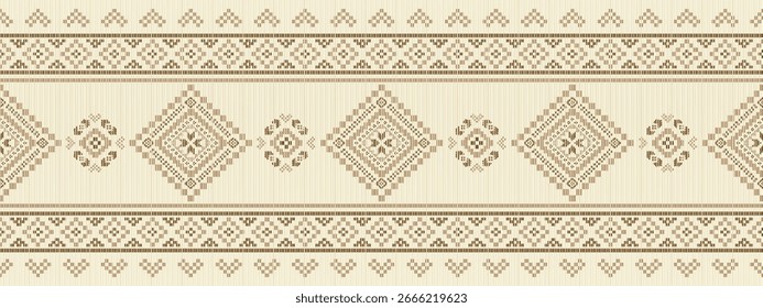 Ethnic tribal geometric seamless pattern Mexican, Aztec, Native American, Navajo, Southwestern, Scandinavian, style with diamond motifs color design for textile printing