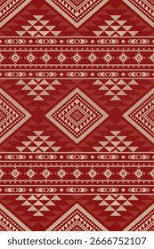 Étnica tribal geométrica padrão sem emenda mexicana, asteca, ameríndia, navajo, estilo sudoeste com motivos de diamante projeto de cor para impressão têxtil