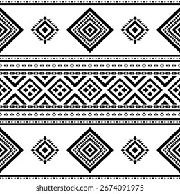 Patrón inconsútil geométrico tribal étnico azteca, nativo americano, navajo, diseño blanco y negro del estilo del suroeste para la impresión textil