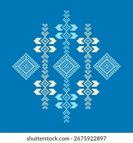 Patrón inconsútil geométrico tribal étnico azteca, nativo americano, navajo, diseño de color del estilo del arte del suroeste del pixel para la impresión textil