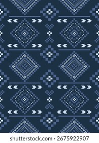 Patrón inconsútil geométrico tribal étnico azteca, nativo americano, navajo, diseño de color del estilo del arte del suroeste del pixel para la impresión textil