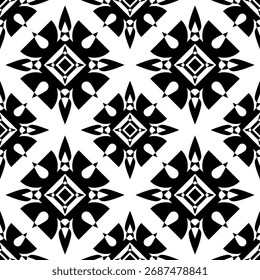 Patrón inconsútil geométrico tribal étnico - Diseño geométrico tribal blanco y negro mínimo para tela étnica abstracta, patrón digital y moda casera