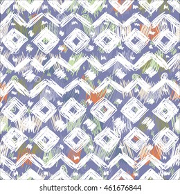 Ethnic tribal geometric seamless pattern. The structure of the traditional folk forms, painted by hand. 