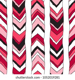 Ethnic and tribal geometrical seamless pattern. Striped simple background in bohemian style. Chevron grunge pattern, hipster style