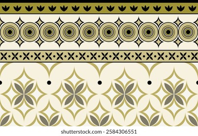 Ethnic tribal gold background. Seamless tribal pattern, folk embroidery, tradition geometric ornament. Traditional design for fabric, textile, print, rug, paper