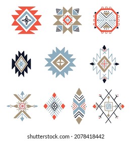 Ethnic Tribal Hand Drawn Isolated Decorative Motifs Elements Set