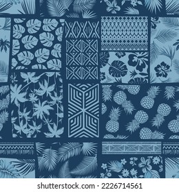 Ethnic tribal heritage botanical patchwork seamless pattern