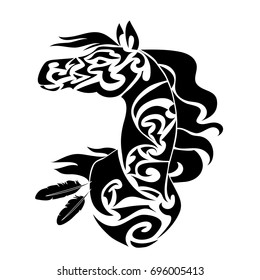 Ethnic tribal Horse. Abstract totem animal symbol. For t-shirt, bag, postcard,and logo. Tattoo design