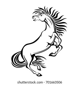  Ethnic tribal Horse. Mascot  totem vector animal symbol. For t-shirtand  bag print  postcard, logo. Tattoo design. Isolated