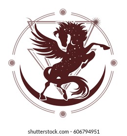 Ethnic tribal Horse. Spiritual, esoteric, totem animal symbol. For t-shirt, bag, postcard,and logo. Tattoo design