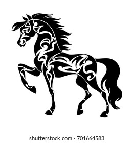  Ethnic tribal Horse. Spiritual, esoteric, totem animal symbol. For t-shirt, bag, postcard,and logo. Tattoo design
