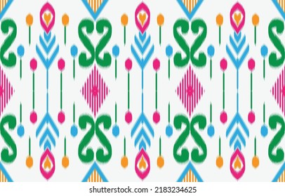 Ethnic Tribal ikat flower pattern background Traditional pattern on fabric in Indonesia and other Asian countries