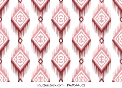 Ethnic tribal ikat seamless pattern design. Aztec fabric carpet mandala ornament chevron textile wallpaper decoration. Indian geometric fabric African American texture vector illustrations background 