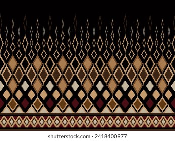 Ethnic tribal ikat seamless pattern design. 
Aztec fabric carpet mandala ornament chevron textile wallpaper decoration. 
Indian geometric fabric African American texture vector illustrations.