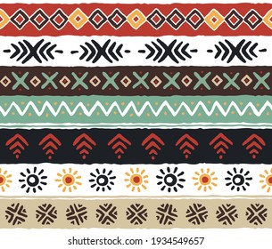 Ethnic, tribal, indian, boho, seamless pattern. Vintage, grunge texture. Authentic abstract decorative ornament background. Colorful pattern for textile. Design for print, cloth, poster, paper. 