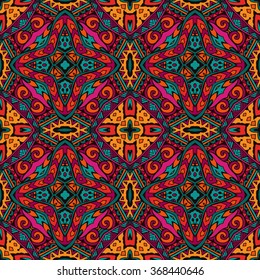 Ethnic tribal intricate colorful  indian seamless pattern
