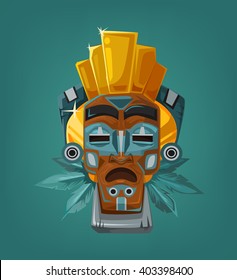 Ethnic tribal mask. Vector cartoon flat illustration