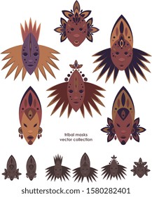 Ethnic tribal masks vector set