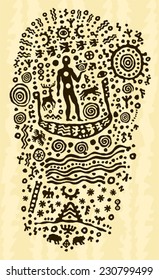 ethnic tribal native animal boat prehistoric symbol