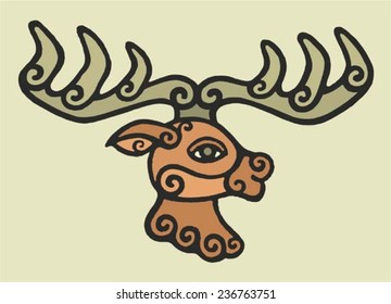 ethnic tribal native celtic medieval shaman deer symbol