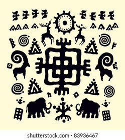 ethnic tribal native prehistoric animal symbol