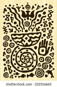 ethnic tribal native prehistoric chalice spiral symbol   