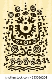 ethnic tribal native prehistoric moon boat witch shaman symbol  
