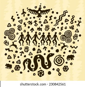 ethnic tribal native prehistoric rite snake dance