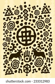ethnic tribal native prehistoric witch shaman bull symbol 