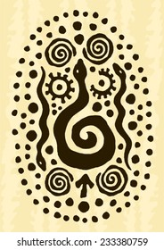 ethnic tribal native prehistoric witch shaman Snake spiral symbol  