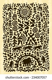 ethnic tribal native prehistoric witch shaman bird dance symbol