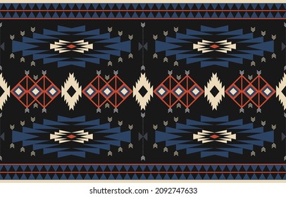 Ethnic tribal Navajo vector seamless pattern, Aztec fancy abstract geometric motifs print.