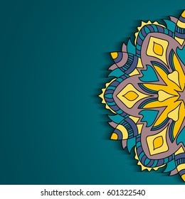 Ethnic tribal ornaments. Mandala patterns. Boho style. Geometric and floral motifs. Elegant layout with floral mandala. Decorative oriental templates for brochure, flyer or booklet. Mehndi style