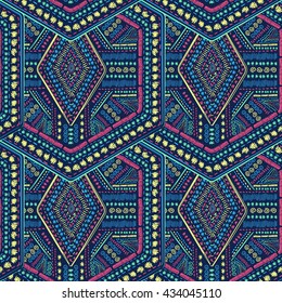 Ethnic tribal pattern. Aztec style background. Native doodles ornament.