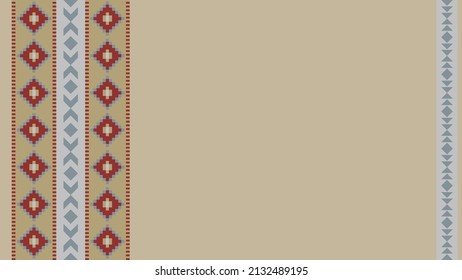 Ethnic tribal pattern background with copy space for text. Beige, red and grey colors. For banner, fliers, business card, restaurant menu, web background.