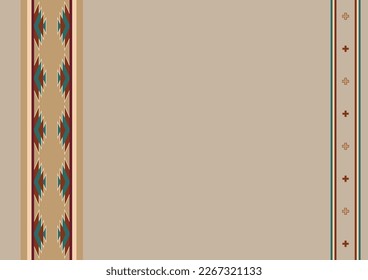 Ethnic tribal pattern background with copy space for text. Size A4. South Western style. For banner, fliers, business card, restaurant menu, web background. Folk design. Vector illustration.